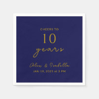 Modern Navy Gold 10th Wedding Anniversary Party