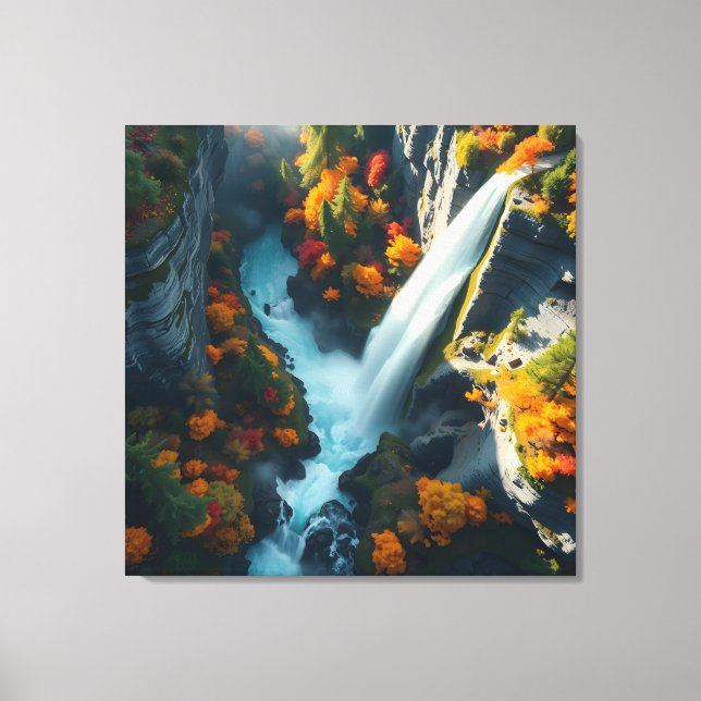 Modern Navy & Gold Abstract Mountain Peak – Luxury Canvas Print (Front)