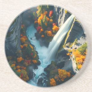 Modern Navy & Gold Abstract Mountain Peak – Luxury Coaster