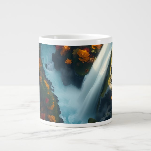 Modern Navy & Gold Abstract Mountain Peak – Luxury Giant Coffee Mug (Front)