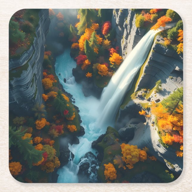 Modern Navy & Gold Abstract Mountain Peak – Luxury Square Paper Coaster (Front)