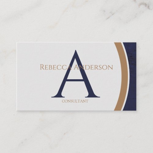 Modern Navy Gold and Grey Monogram Business Card