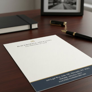 Modern Navy Gold Law Firm Monogram Letterhead