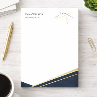 Modern Navy Gold Luxury Realtor estate Agent Post-it Notes