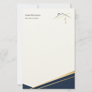 Modern Navy Gold Luxury Realtor Estate Agent Stationery