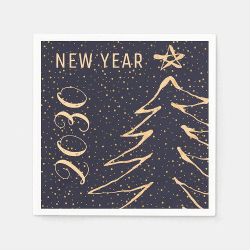 Modern navy gold New Years party Napkins
