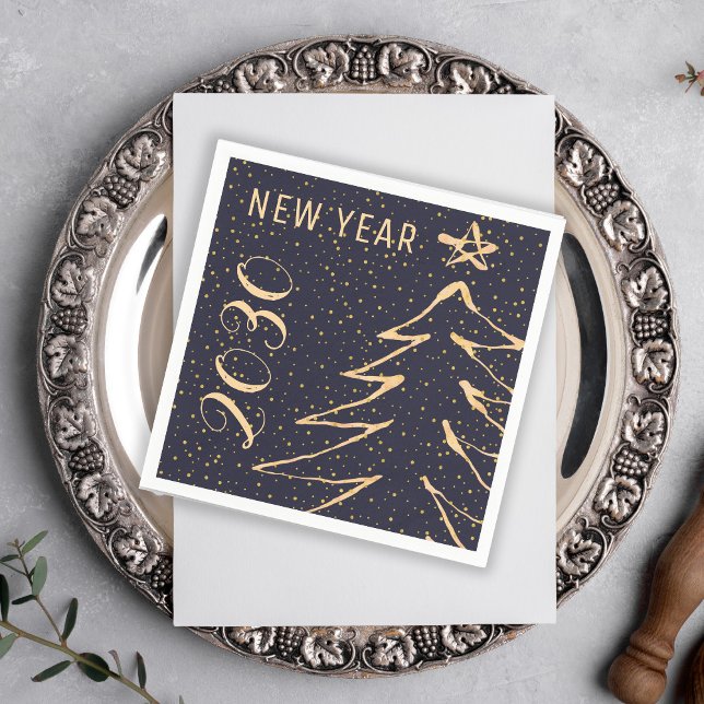 Modern navy gold New Years party Napkins (Creator Uploaded)
