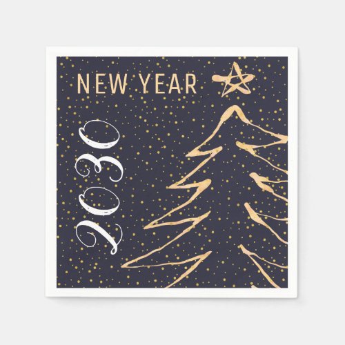 Modern navy gold white New Years party 2018 Paper Napkins