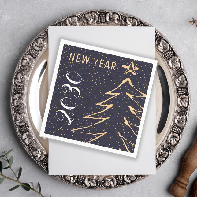 Modern navy gold white New Years party 2018 Paper Napkins (Creator Uploaded)