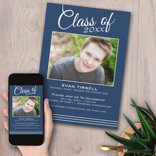 Modern Navy Graduation Party _ Ready to Download Invitation