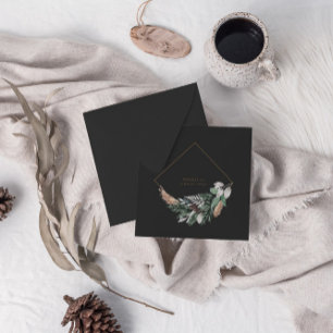 Modern Navy Grey Christmas Geometric Wreath Holiday Card