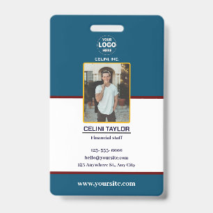 Modern Navy ID Card with Photo & Logo Badge