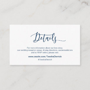 Modern Navy minimalism font, Our Wedding Details Enclosure Card