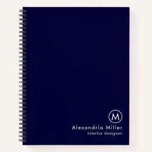 Modern Navy Minimalist Monogram Notebook