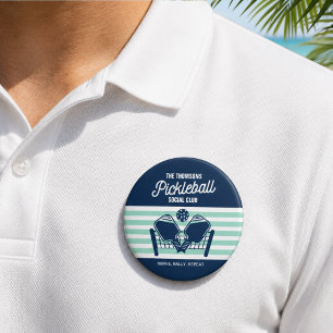 Modern Navy Mint Pickleball Sports Team Club Name Button