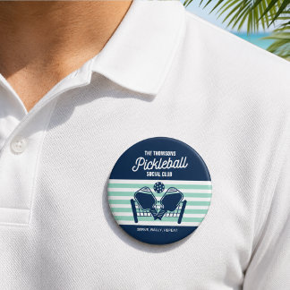 Modern Navy Mint Pickleball Sports Team Club Name Button