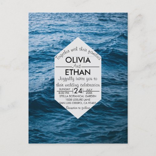 Modern navy nautical invitation postcard