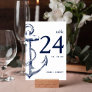 Modern Navy Nautical Sketch Anchor Table Number