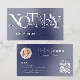 Modern Navy Notary Public Loan Signing Agent Photo Raised Spot UV Business Card