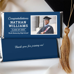 Modern Navy Photo Congratulations Grad Hershey Bar Favors