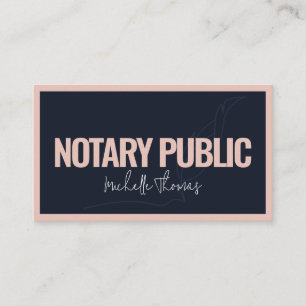 Modern Navy Pink Notary Loan Signing Agent Business Card