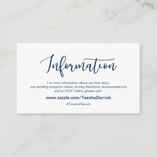 Modern Navy romantic font, Wedding Details, RSVP Enclosure Card