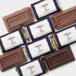 Modern Navy Rose Gold Palm Tree Tropical Wedding Hershey's Miniatures