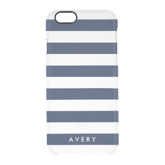 Modern Navy Stripe Clear iPhone Case