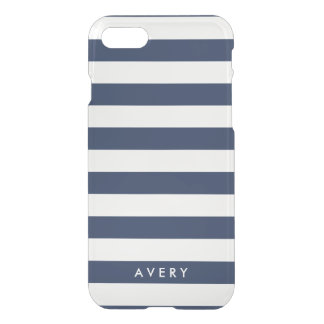 Modern Navy Stripe Clear iPhone Case