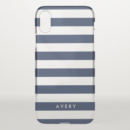 Modern Navy Stripe Clear Iphone Xs Case
