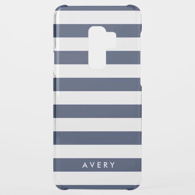 Modern Navy Stripe Clear Uncommon Samsung Galaxy Case (Back)