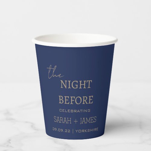 Modern Navy the Night Before Wedding Party   Paper Cups