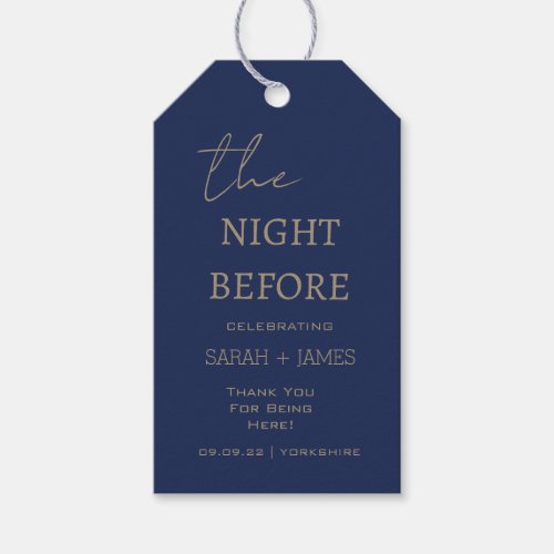 Modern Navy the Night Before Wedding Thank You  Gift Tags