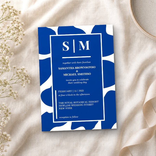 Modern Navy Tone Wedding Invitation