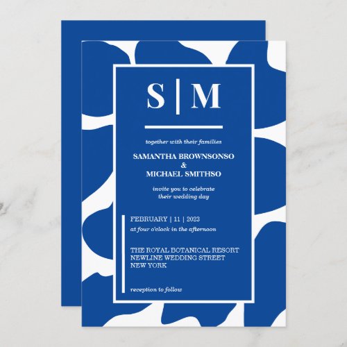 Modern Navy Tone Wedding Invitation