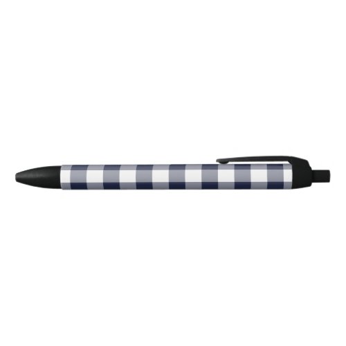 Modern Navy White Buffalo Check Plaid Pattern Black Ink Pen