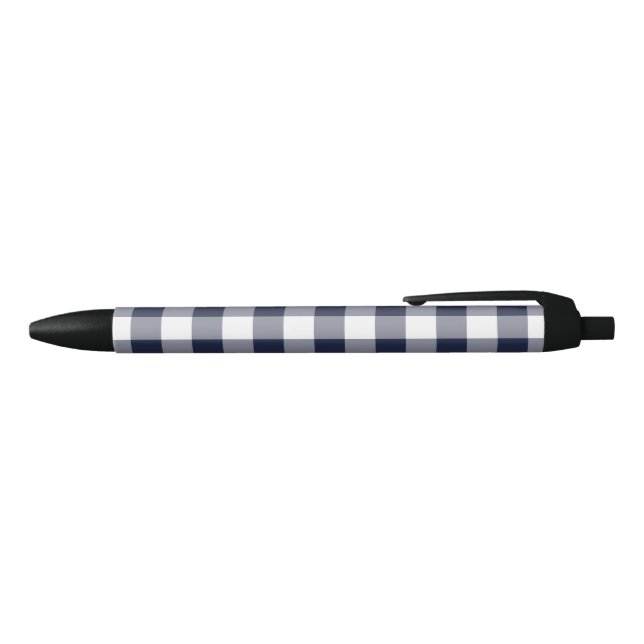 Modern Navy White Buffalo Check Plaid Pattern Pen (Top)