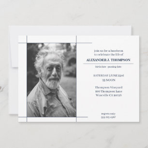 Modern Navy & White Celebrating the LIfe Funeral Thank You Card