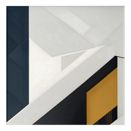 Modern Navy White Gold Geometric Layer Acrylic Print