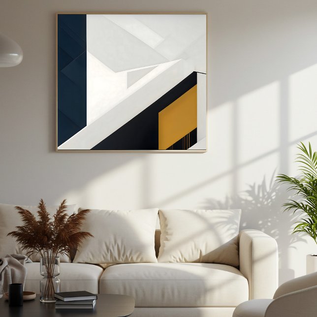 Modern Navy White Gold Geometric Layer Poster (Creator Uploaded)