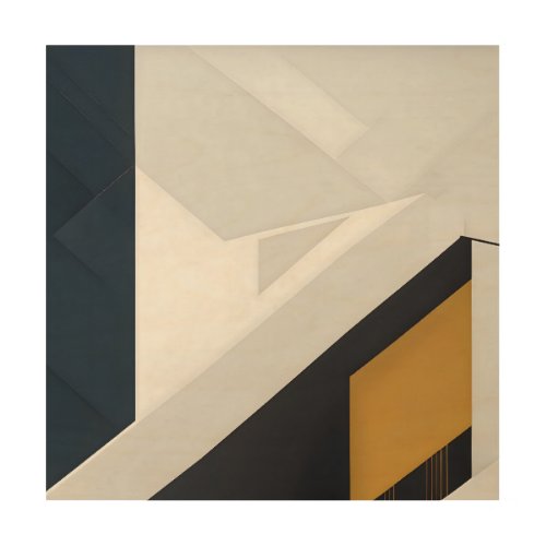 Modern Navy White Gold Geometric Layer Wood Wall Art