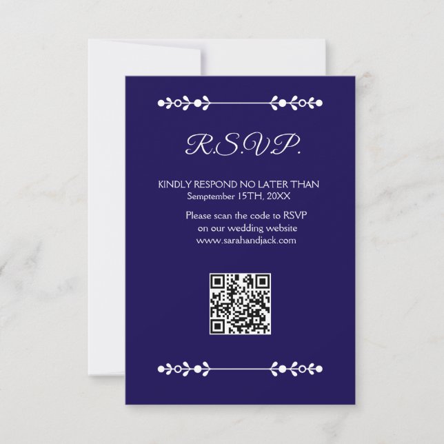 Modern Navy & White RSVP Card (Front)