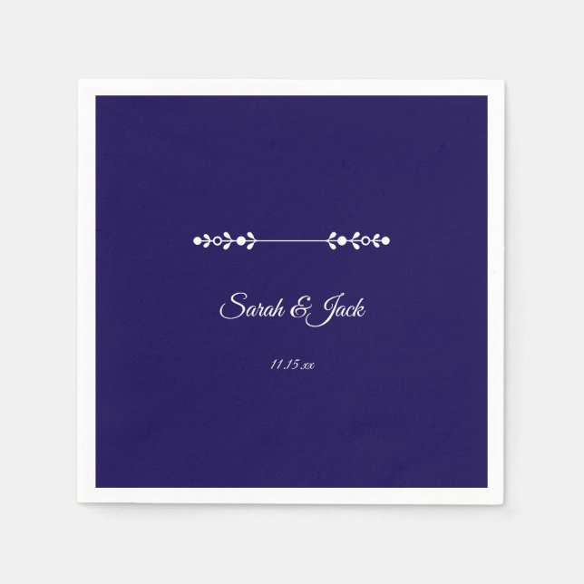  Modern Navy & White Wedding  Napkins (Front)