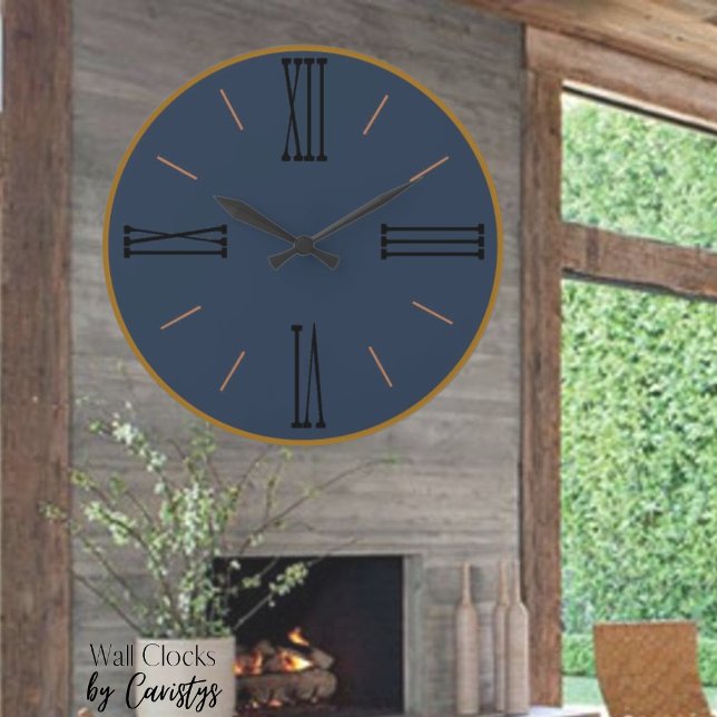 Modern Navy with Gold Trim Acrylic Wall Clock (Creator Uploaded)