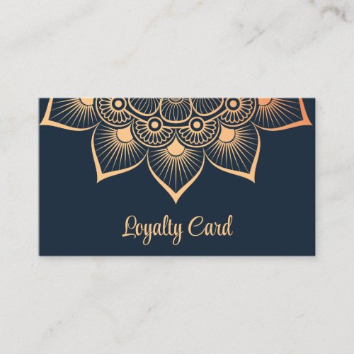 Modern Navy Yoga Instructor Mandala Loyalty Card