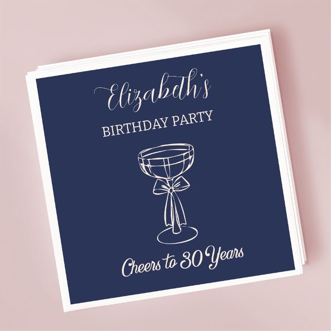 Modern Navyblue Cheers to 30 years Birthday Napkin (Creator Uploaded)