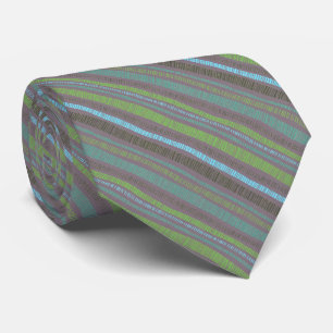 Modern Neck Tie in Brown and Green Stripes