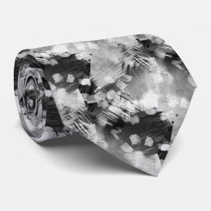 Modern Neck Tie With Black Gray White Retro Art