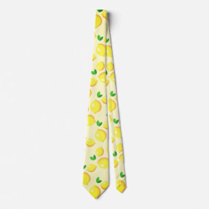 Modern Neck Tie with Yellow Lemons