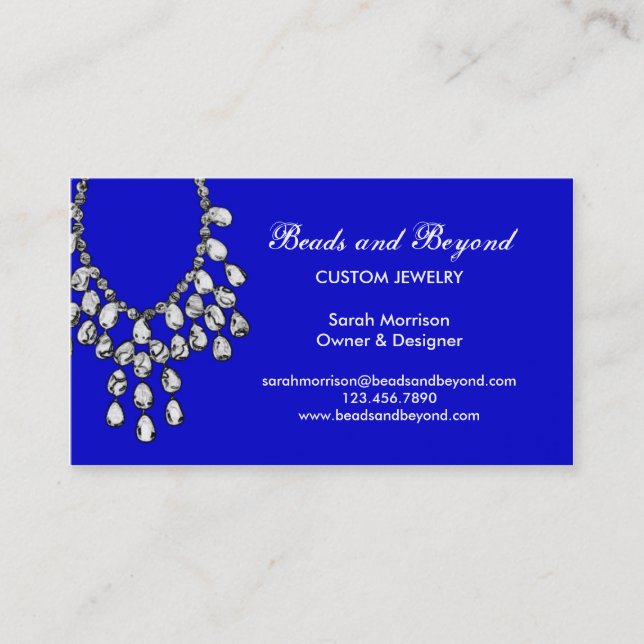 Modern Necklace Jewelry Business Card (Front)